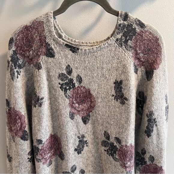 Lucky Brand Floral Gray Pullover Sweater Size M - Picture 3 of 8